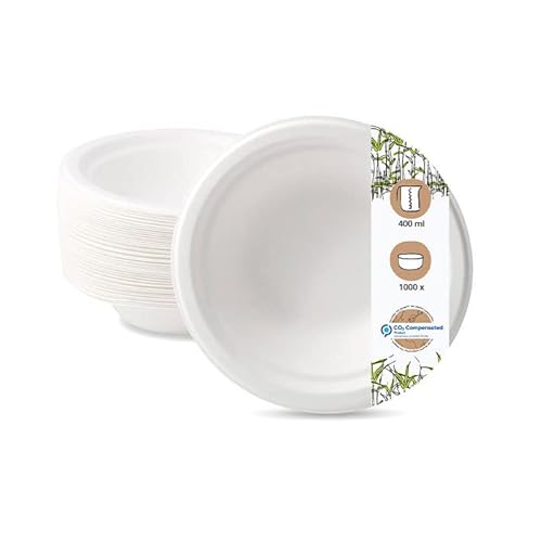 BIOZOYG Einwegschalen 1000 Stück 400 ml Ø 16 cm weiß - Suppenteller aus Zuckerrohr Partygeschirr Einwegteller Suppenschalen - Bowl Pastateller, tiefe Teller stabil BIOZOYG Einwegschalen 1000 Stück 400 ml Ø 16 cm weiß - Suppenteller aus Zuckerrohr Partygeschirr Einwegteller Suppenschalen - Bowl Pastateller, tiefe Teller stabil von BIOZOYG