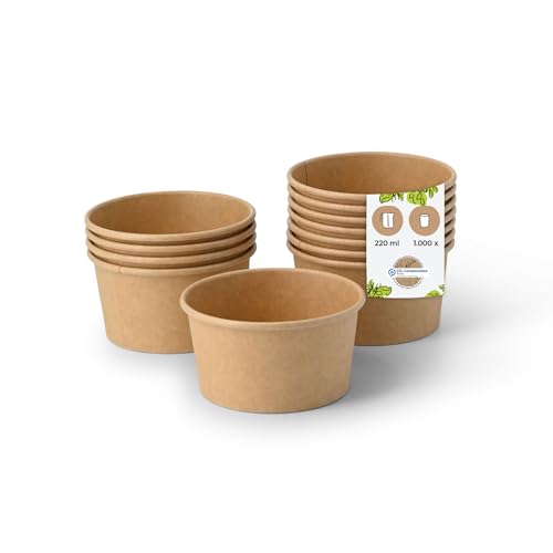 BIOZOYG Eisbecher Pappe 1000 Stück 150 ml Braun Dessertbecher Beschichtet Einweg Snackbecher Eisbecher Waffelbecher Dessert Einwegbecher Eiscreme Frozen Joghurt Obst Eisdiele von BIOZOYG