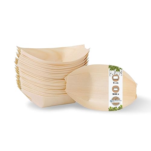 BIOZOYG 1000 Stück Holzschalen 24,5 cm | naturbelassen, modern & umweltfreundlich | Fingerfood Schalen von BIOZOYG