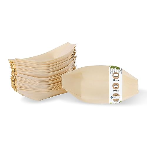 BIOZOYG 500x Fingerfood-Schalen Einweg aus Holz 11 cm - Snackschalen naturbelassen & modern - Catering-Zubehör Buffet, Holzschalen von BIOZOYG