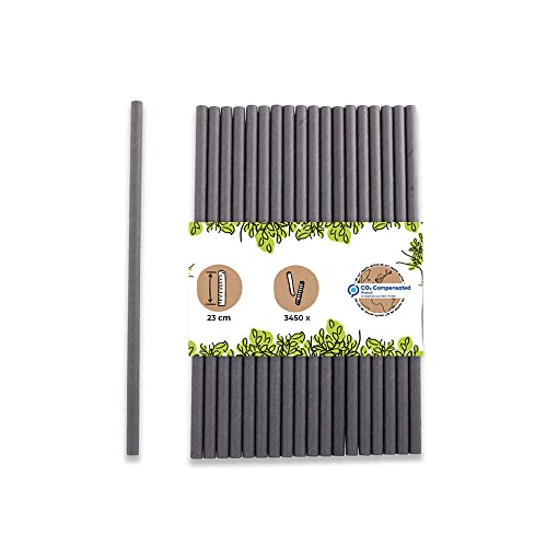 BIOZOYG Jumbo Papier Trinkhalme 23cm Strohhalm 8mm Ø I Trinkhalm biologisch abbaubar I schwarze Strohhalme umweltfreundlich I Party Trinkhalme für Smoothies I Papierstrohhalme 3450 Stück von BIOZOYG