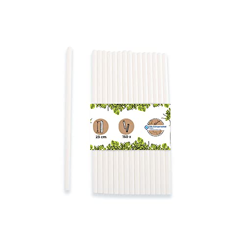 BIOZOYG Jumbo Papier Trinkhalme 23cm Strohhalm 8mm Ø I Trinkhalm biologisch abbaubar I weisse Strohhalme umweltfreundlich I Party Trinkhalme für Smoothies I Papierstrohhalme 150 Stück von BIOZOYG