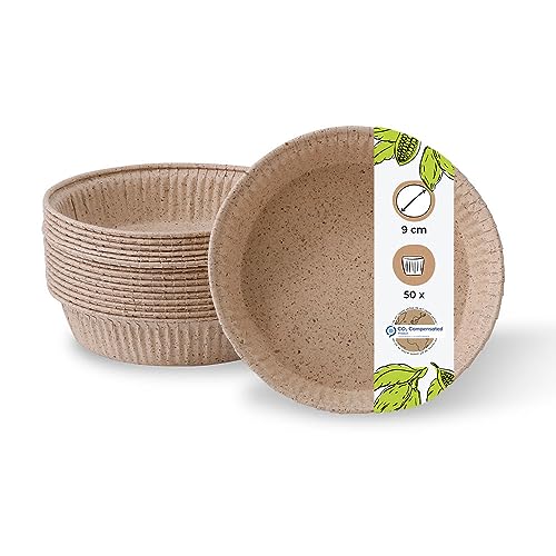 BIOZOYG Kakaopapier-Backformen rund ? 9 cm Höhe 2,5 cm I Käsekuchenform I ofenfeste Schälchen braun I kleine Quiche-Förmchen I Küchleinform I Papierbackformen mit edler Struktur 50 Stück von BIOZOYG