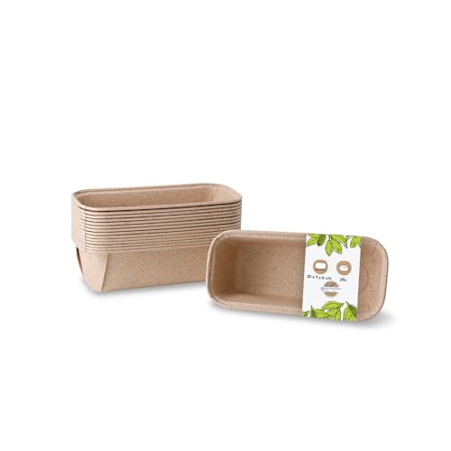 BIOZOYG Kakaopapier rechteckige Backformen 16 x 5,5 x 5 cm I Minikuchenförmchen mit edler Struktur I Kastenform Brotbackform Papier braun I Kuchenformen ausgefallen I ofenfeste Schälchen 25 Stück von BIOZOYG