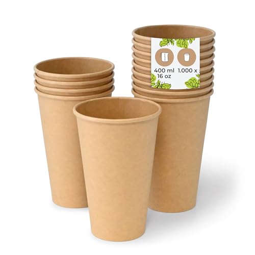 BIOZOYG 1000 Stück Kaffeebecher Pappbecher 400ml / 16 oz Ø 90 mm braun - Einwegbecher plastikfrei - Becher aus nachhaltiger Forstwirtschaft - Kaffeebecher Einweg BIOZOYG 1000 Stück Kaffeebecher Pappbecher 400ml / 16 oz Ø 90 mm braun - Einwegbecher plastikfrei - Becher aus nachhaltiger Forstwirtschaft - Kaffeebecher Einweg von BIOZOYG