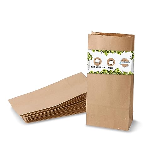 BIOZOYG Kraftpapier Tüten I Braune Papiertüten Geschenktüten Bio I Papier Tüte mit Boden recyclebar I Blockbodenbeutel ungebleicht I Bodenbeutel biologisch abbaubar I Größe M von BIOZOYG