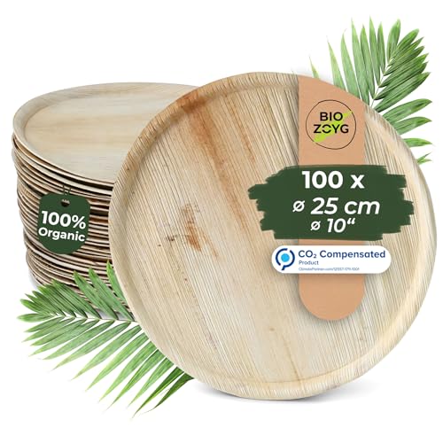 BIOZOYG Pizzateller aus Palmblatt 100 Stück Ø 25 cm rund - Pizzabrett Einweggeschirr mit Rand, Servierteller kompostierbar - Grillteller Partygeschirr nachhaltig BIOZOYG Pizzateller aus Palmblatt 100 Stück Ø 25 cm rund - Pizzabrett Einweggeschirr mit Rand, Servierteller kompostierbar - Grillteller Partygeschirr nachhaltig von BIOZOYG