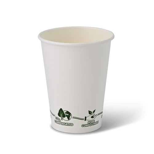 BIOZOYG 250x Pappbecher 300 ml / 12 oz, Ø 90 mm weiß mit Umweltmotiv - Einwegbecher plastikfrei und aus nachhaltigen Materialien - Kaffeebecher Einweg von BIOZOYG