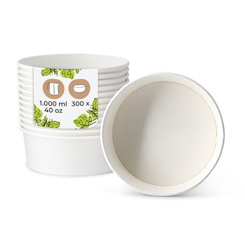BIOZOYG Salatschale 300 Stück 1000 ml weiß - Bowl Schüssel Suppenschalen Einwegschalen to go - Einweggeschirr Deli Container Bowl to go - Kartonschale Einweg Mealprep Suppenbehälter BIOZOYG Salatschale 300 Stück 1000 ml weiß - Bowl Schüssel Suppenschalen Einwegschalen to go - Einweggeschirr Deli Container Bowl to go - Kartonschale Einweg Mealprep Suppenbehälter von BIOZOYG