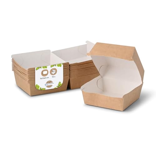 BIOZOYG Take Away Burger Box 75 Stück I Burgerboxen mit Klappdeckel I Hamburger Box aus Frischfaster-karton I To Go Burger Verpackung fettbeständig braun-weiß 11,5 x 10,5 x 8 cm I recycelbar BIOZOYG Take Away Burger Box 75 Stück I Burgerboxen mit Klappdeckel I Hamburger Box aus Frischfaster-karton I To Go Burger Verpackung fettbeständig braun-weiß 11,5 x 10,5 x 8 cm I recycelbar von BIOZOYG