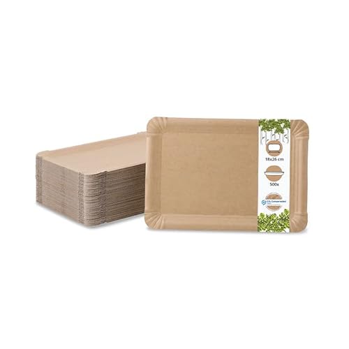 BIOZOYG 500 Pappteller eckig braun 18x26 cm | Nachhaltig, Robust & Recyclebar | Einwegteller für Geburtstage, Grillfeiern & Partys | Nachhaltige Forstwirtschaft | Disposable Plates von BIOZOYG