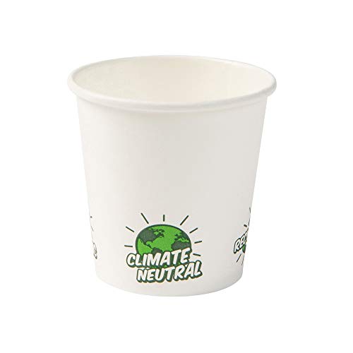 BIOZOYG 50x Pappbecher 100 ml / 4 oz, Ø 62 mm weiß mit Umweltmotiv - Einwegbecher plastikfrei und aus nachhaltigen Materialien - Kaffeebecher Einweg von BIOZOYG