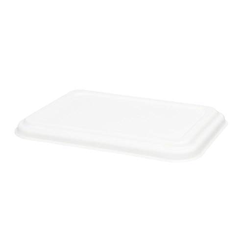 BIOZOYG Zuckerrohr-Deckel für Imbiss-Schalen 17 x 12 cm I 50 St. kompostierbare Deckel für Take-Away-Geschirr I aus Bagasse - biologisch abbaubar I Verpackungs-Deckel weiß rechteckig 50 Stück von BIOZOYG