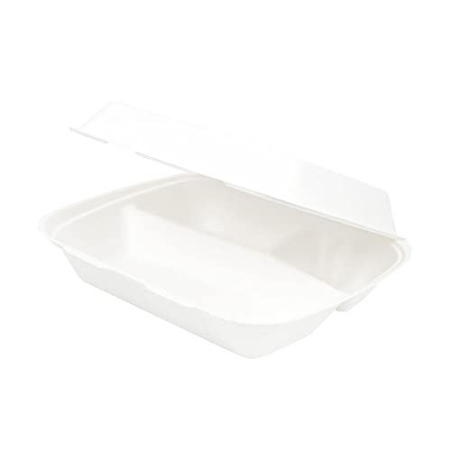 BIOZOYG Zuckerrohr Menübox-3-geteilt I nachhaltiges Take-Away-Geschirr biologisch abbaubar I Zuckerrohr Box für heiße & kalte Speisen unbeschichtet 25x20x7,5cm I Lunchbox 3 Kammern 200 Stück von BIOZOYG