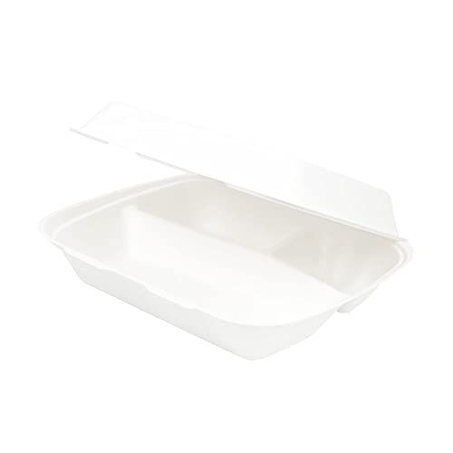 BIOZOYG Zuckerrohr Menübox-3-geteilt I nachhaltiges Take-Away-Geschirr biologisch abbaubar I Zuckerrohr Box für heiße & kalte Speisen unbeschichtet 25x20x7,5cm I Lunchbox 3 Kammern 50 Stück von BIOZOYG