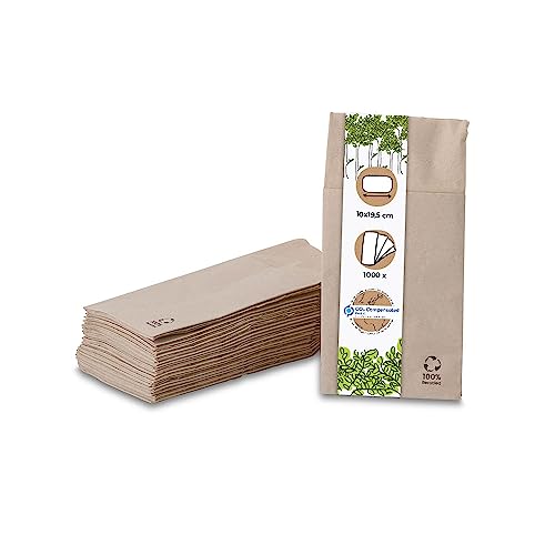 BIOZOYG r-Papier-Besteck-Servietten 2-lagig 10x19,5cm Recyclingpapier ungebleicht I 40x40cm braune Servietten vorgefaltet zu Besteck Taschen I Besteck Serviettentaschen I Mund Servietten 1000 Stück von BIOZOYG