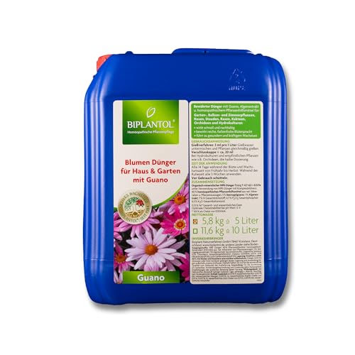 BIPLANTOL® Guano 5L Konzentrat, Premium Guano Dünger flüssig, hochwirksamer Universaldünger mit spezieller Formel, geeignet als Grünpflanzendünger, Blumendünger, Dünger für Zimmerpflanzen von BIPLANTOL