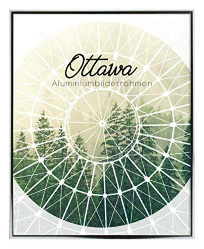 BIRAPA Aluminium Bilderrahmen Ottawa 27,5x34,5 cm in Silber Hochglanz mit Antireflex-Kunstglasscheibe Posterrahmen Puzzlerahmen von BIRAPA