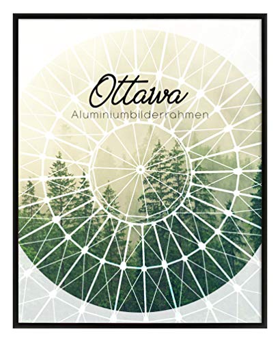 BIRAPA Aluminium Bilderrahmen Ottawa 48x68 cm in Schwarz Matt mit Antireflex-Kunstglasscheibe Posterrahmen Puzzlerahmen von BIRAPA