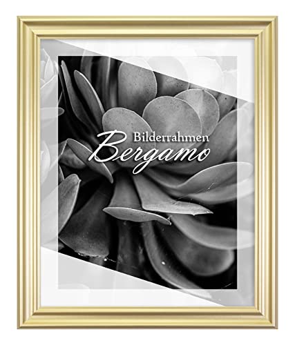 BIRAPA Bergamo Bilderrahmen Gold Schlicht- Optik - Bilder Rahmen 20x25cm - Fotorahmen Glas antireflex Plexiglasscheibe - Wanddeko Fotowand Fotogeschenke von BIRAPA