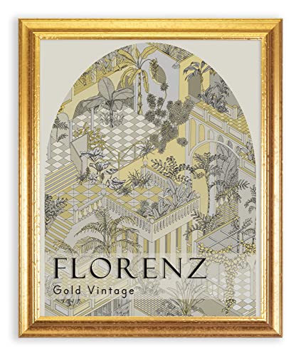 BIRAPA Bilderrahmen Florenz Holzrahmen 21x29,7 cm - Bilderrahmen Gold Vintage, Holzbilderrahmen mit Zierleiste innen und außen, Fotorahmen, Bilderrahmen Holz von BIRAPA