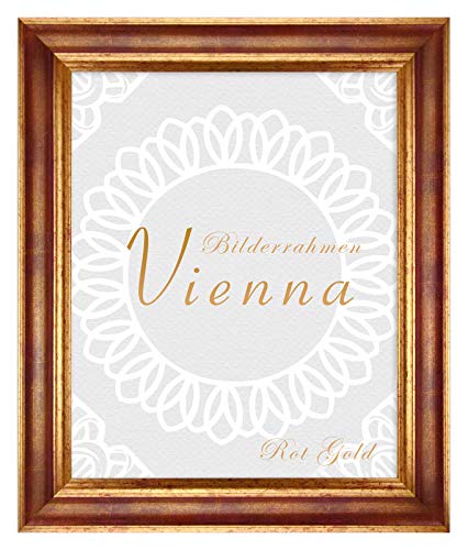 BIRAPA Bilderrahmen gold Vienna Rahmen 24x30 cm - Bilderrahmen vintage in Rot Gold, Bilderrahmen Holz mit Zierleiste innen und außen, Fotorahmen, Holzrahmen von BIRAPA