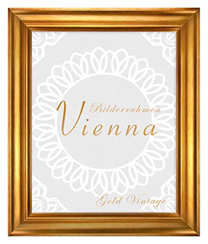 BIRAPA Bilderrahmen gold Vienna Rahmen 45x55 cm - Bilderrahmen vintage in Gold Vintage, Bilderrahmen Holz mit Zierleiste innen und außen, Fotorahmen, Holzrahmen von BIRAPA