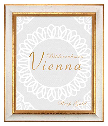 BIRAPA Bilderrahmen gold Vienna Rahmen 60x120 cm - Bilderrahmen vintage in Weiß Gold, Bilderrahmen Holz mit Zierleiste innen und außen, Fotorahmen, Holzrahmen BIRAPA Bilderrahmen gold Vienna Rahmen 60x120 cm - Bilderrahmen vintage in Weiß Gold, Bilderrahmen Holz mit Zierleiste innen und außen, Fotorahmen, Holzrahmen von BIRAPA