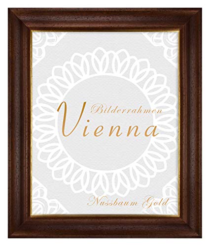 BIRAPA Bilderrahmen gold Vienna Rahmen 80x120 cm - Bilderrahmen vintage in Nussbraun Gold, Bilderrahmen Holz mit Zierleiste innen und außen, Fotorahmen, Holzrahmen BIRAPA Bilderrahmen gold Vienna Rahmen 80x120 cm - Bilderrahmen vintage in Nussbraun Gold, Bilderrahmen Holz mit Zierleiste innen und außen, Fotorahmen, Holzrahmen von BIRAPA