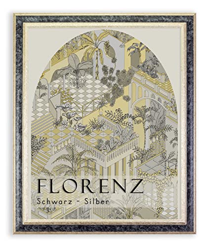 BIRAPA Florenz Holzbilderrahmen 28x35 cm Schwarz Silber - Bilderrahmen Vintage Holz mit Zierleiste innen und außen, Wechselrahmen, Hochwertiger Holzrahmen BIRAPA Florenz Holzbilderrahmen 28x35 cm Schwarz Silber - Bilderrahmen Vintage Holz mit Zierleiste innen und außen, Wechselrahmen, Hochwertiger Holzrahmen von BIRAPA