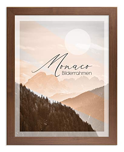BIRAPA Monaco Bilderrahmen Holz 42x59,4 cm (DIN A2) Nussbaum Dunkel - Wechselrahmen Bilderrahmen Plexiglas - für Fotos, Bilder & Poster von BIRAPA