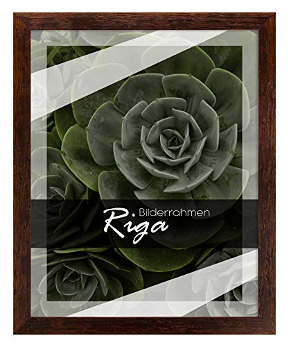 BIRAPA Holz Bilderrahmen Riga 40x60 cm in Dunkelbraun Verwittert Vintage Landhaus-Stil mit Antireflex-Kunstglasscheibe von BIRAPA