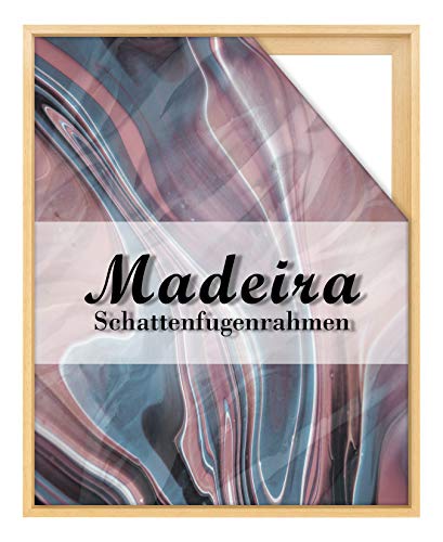BIRAPA Madeira Schattenfugenrahmen für Leinwand 100x100 cm in Natur Lackiert, Holzrahmen, Rahmen für Leinwände, Leerrahmen für Leinwand, Schattenfugenrahmen für Keilrahmen von BIRAPA