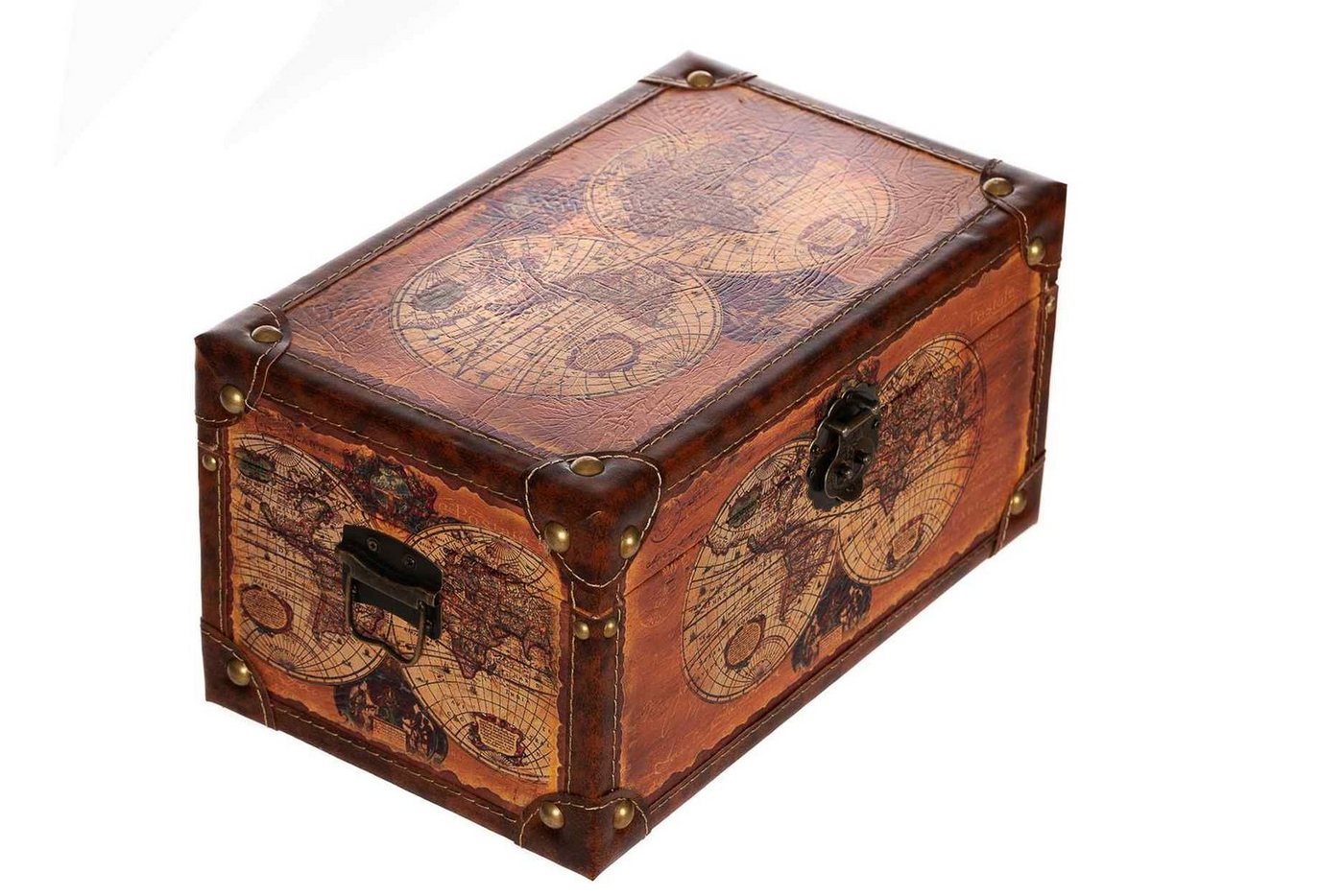 BIRENDY Dekoobjekt Birendy Truhe Kiste 1622 Holztruhe Schatzkiste mit Kunstleder bezogen von BIRENDY