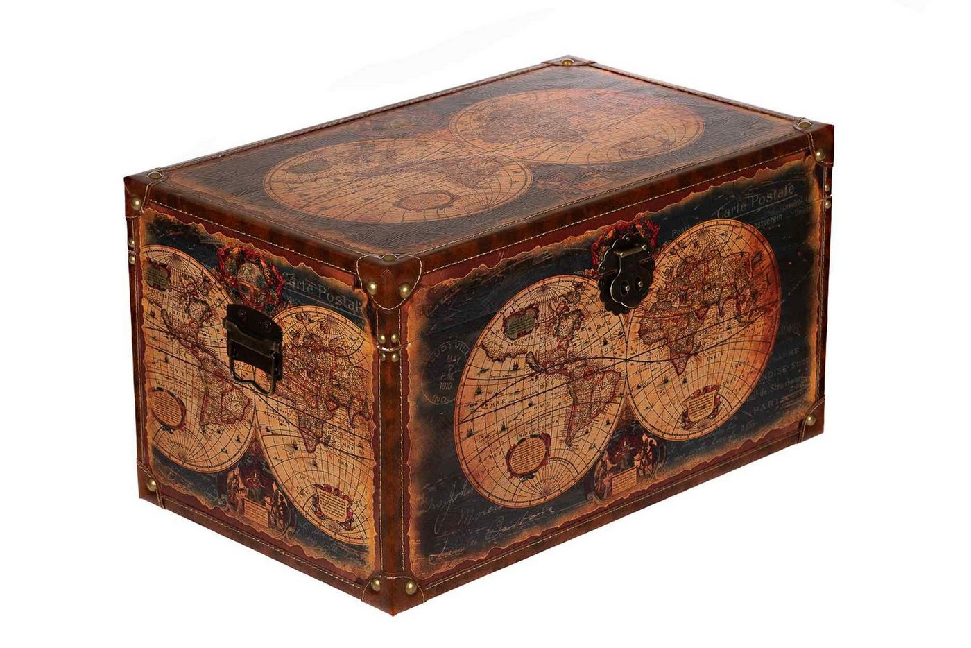 BIRENDY Dekoobjekt Birendy Truhe Kiste 1622 Holztruhe Schatzkiste mit Kunstleder bezogen von BIRENDY