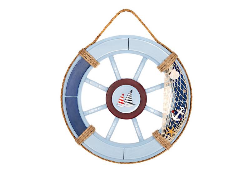 BIRENDY Dekoobjekt Steuerrad 12 aus Holz mit Nautik Optik Schiffsrad 45cm dickes Tau von BIRENDY