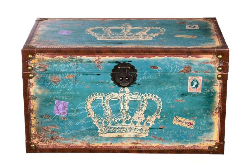 BIRENDY Dekoobjekt Truhe Kiste SJ14307 Krone Wappen Holztruhe mit Kunstleder bezogen 69cm von BIRENDY