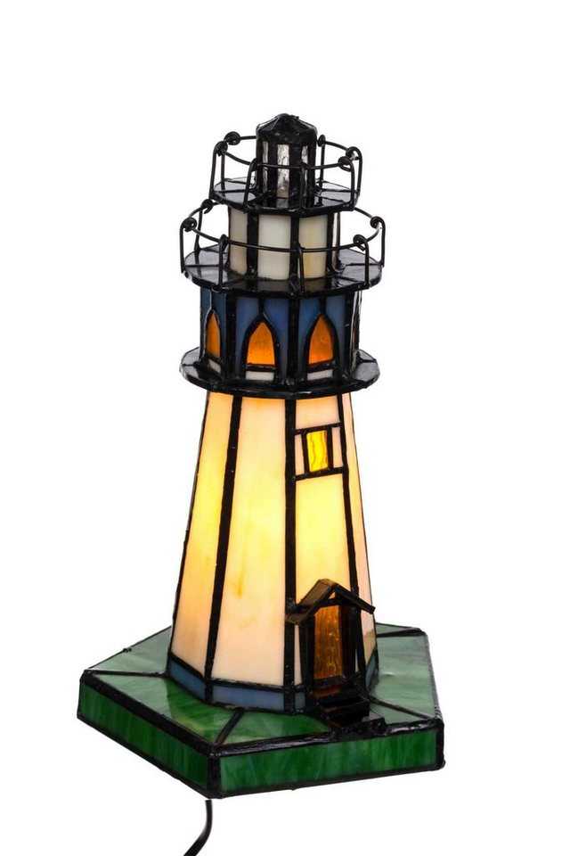 BIRENDY Stehlampe Tischlampe im Tiffany Style Leuchtturm Tiff 130 Motiv Lampe von BIRENDY
