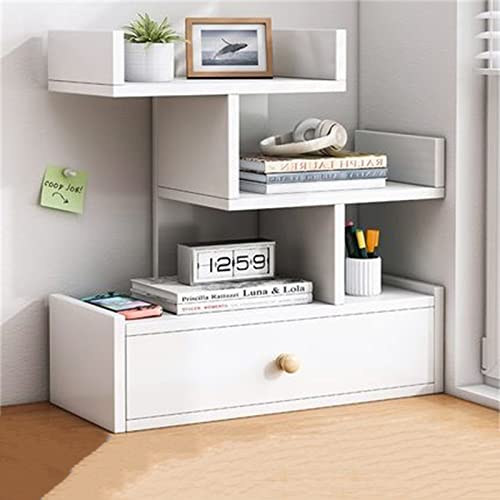 BIRJXVTO Schreibtisch-Bücherregal Bücherregal-Desktop-Regal-Schlafzimmer Kleines Schreibtisch-Lagerschaltschalter Computer Schreibtisch Einfaches Schreibtisch Bücherregal fürs Büro(Bianco) von BIRJXVTO