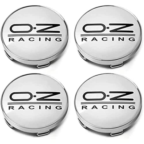 BIRNN 4 Stück Auto Nabendeckel für OZ Racing 60mm, Nabenkappen mit Logo Radnabenkappen Wasserdicht Staubdicht Anti Rost Felgendeckel Auto Accessoires, D Silver2 von BIRNN