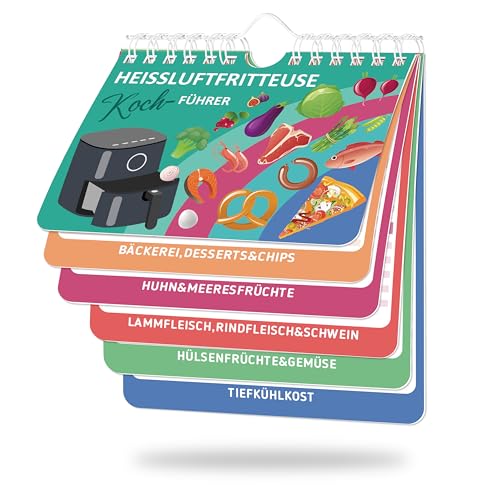 BIROYAL Heißluftfritteuse Zubehör - Air Fryer Spickzettel Magnete - Heißluftfritteuse Spickzettel Deutsch für 140+ Lebensmittel - Kochanleitung für Heißluftfritteuse - Airfryer Cooking Guide Booklet von BIROYAL