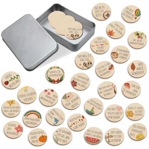 BIROYAL 30 Holz Glücksbringer mit Sprüche, Kleine Glücksbringer mit Metallbox, Ø 4cm 0.3cm Dicke, Tischdeko Geburtstag, Als Streudeko & Gastgeschenke, Ideal für Prüfung, Geburtstag, Hochzeit, Taufe BIROYAL 30 Holz Glücksbringer mit Sprüche, Kleine Glücksbringer mit Metallbox, Ø 4cm 0.3cm Dicke, Tischdeko Geburtstag, Als Streudeko & Gastgeschenke, Ideal für Prüfung, Geburtstag, Hochzeit, Taufe von BIROYAL