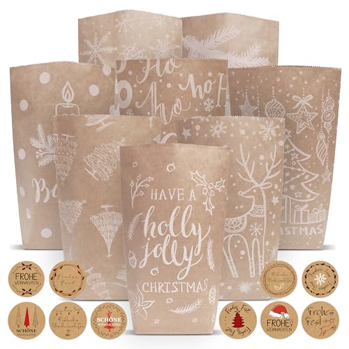 BIROYAL Papiertüten, 24 Stk. Geschenktüten mit 100 Weihnachtsaufkleber & Klammer, Kraftpapiertüten Verpackung Papierbeutel Obstbeutel Butterbrottüten Geburtstag Hochzeit Party Tüten Geschenktaschen BIROYAL Papiertüten, 24 Stk. Geschenktüten mit 100 Weihnachtsaufkleber & Klammer, Kraftpapiertüten Verpackung Papierbeutel Obstbeutel Butterbrottüten Geburtstag Hochzeit Party Tüten Geschenktaschen von BIROYAL