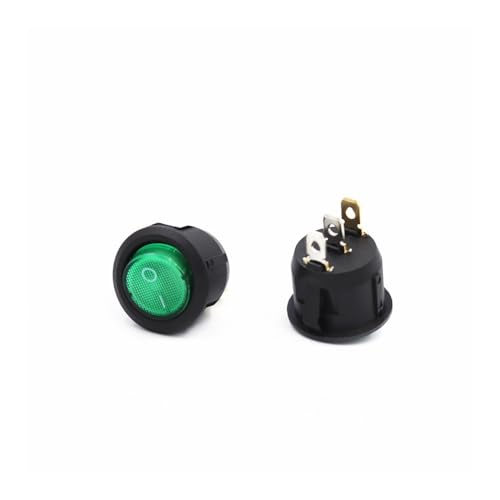 1Pcs green KCD1 220v ON/OFF 3Pin Round Rocker Switch LED illuminated With light, light switch von BIRXPMOS