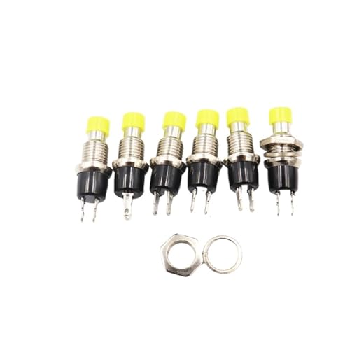 6pcs yellow Small round button PBS-111/NC 2 foot self-resetting No lock switch Button switch 7MM von BIRXPMOS