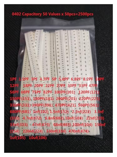 BIRXPMOS 50values*50pcs=2500pcs 0402 SMD Ceramic Capacitor Kit 1pF to 10uF Chip Ceramic Capacitor Sample Kit Assorted 10PF 160 105 104 2. BIRXPMOS 50values*50pcs=2500pcs 0402 SMD Ceramic Capacitor Kit 1pF to 10uF Chip Ceramic Capacitor Sample Kit Assorted 10PF 160 105 104 2. von BIRXPMOS