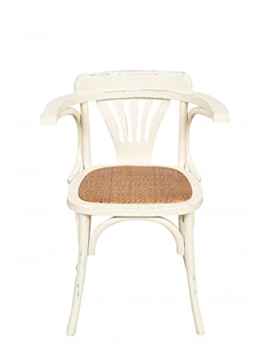 Biscottini Thonet Stuhl 75 x 42 x 42 cm Esche | Esszimmerstuhl aus Holz weiß | Küchenstuhl Sitzfläche Rattan, Asche, Media von Biscottini