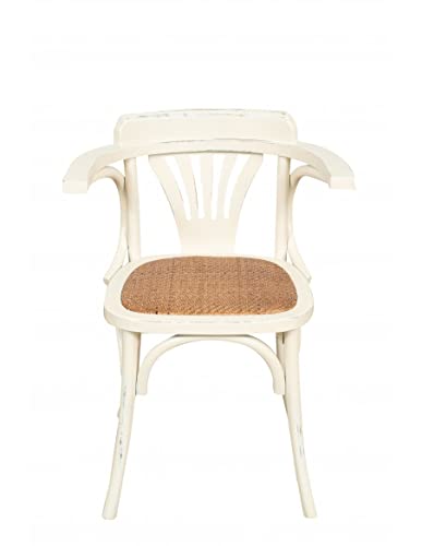 Biscottini Thonet Stuhl 75 x 42 x 42 cm | Stühle Küche Holz Esche| Esszimmer Stühle Holz weiß Finish | Stuhl Küche Sitz Rattan von Biscottini