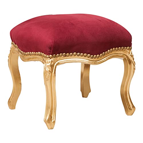 Biscottini Barockbank im französischen Stil, 45 x 42 x 45 cm, Elegante Schlafzimmerbank aus Stoff, Rot von Biscottini