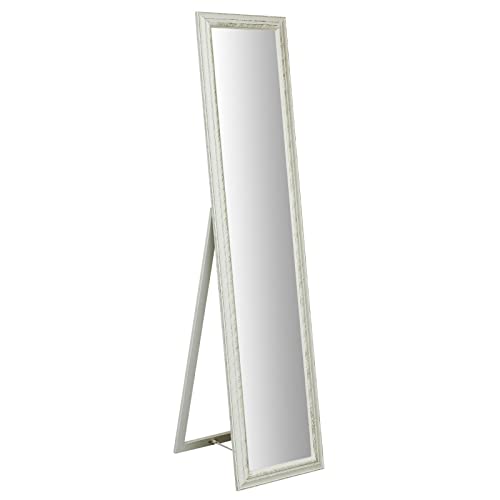 Biscottini Bodenspiegel Schlafzimmer 42 x 5 x 172 cm | Bodenspiegel mit Holzrahmen | Langer Spiegel vom Boden von Biscottini